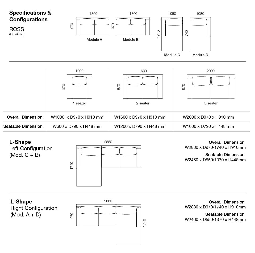 Ross Sofa spec drawing